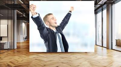 Successful businessman celebrating Wall mural