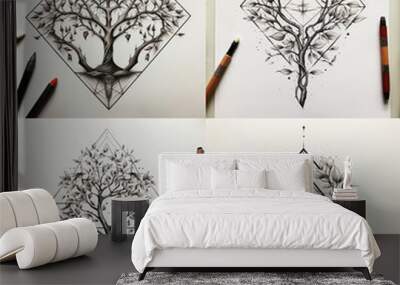 Tree of life olive branch biology tattoo idea Wall mural