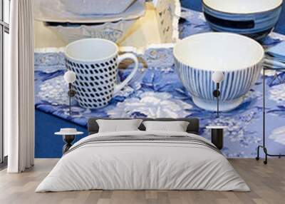 Blue tableware Wall mural