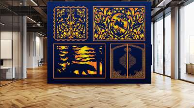 Decorative Laser Cut Set Abstract Geometric Seamless Template Wall mural