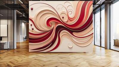 Abstract Red Waves Wall mural