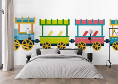 Children's train illustration in flat style. 
A train from an amusement park isolated on a white background. Wall mural