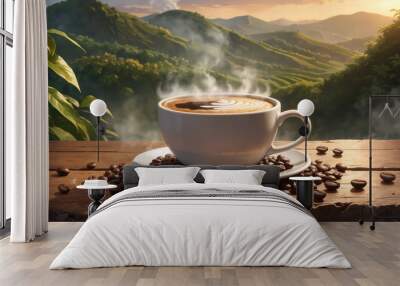 coffee against nature background Wall mural