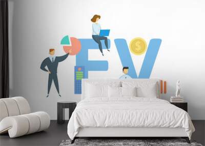 EV, Enterprise Value. Concept with keyword, people and icons. Flat vector illustration. Isolated on white background. Wall mural