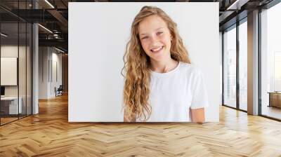 Portrait smiling young girl teen Wall mural