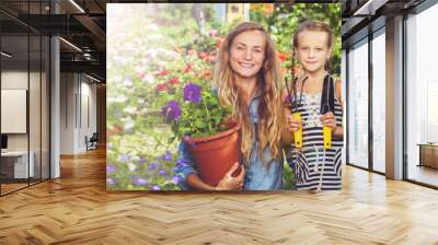 Woman working at garden Wall mural