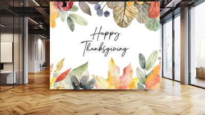 happy thanksgiving card with autumn Wall mural