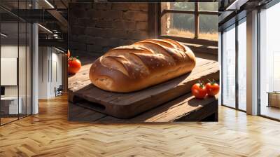 Loaf of bread on table Wall mural