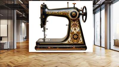 A vintage sewing machine with a gold and black design Wall mural