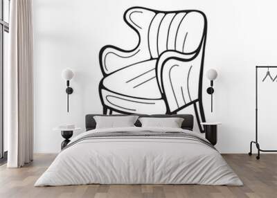 Armchair hand drawn . Vector illustration in doodle style Wall mural