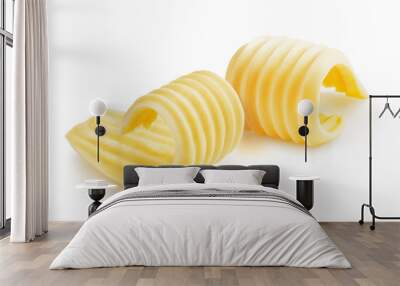 Butter curls or butter rolls isolated on white background Wall mural