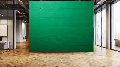 Green wooden background or table. Top view. Wall mural