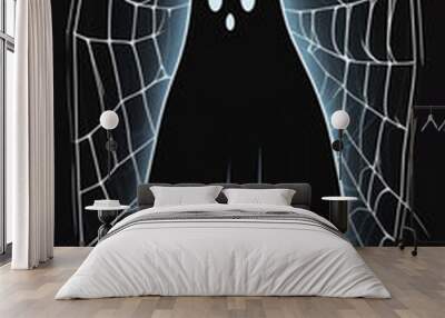 Spooky Halloween Ghost in a Web Wall mural