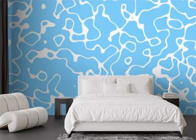 Sun glare on the blue water surface. Background with liquid ripples, vector illustration. Wall mural