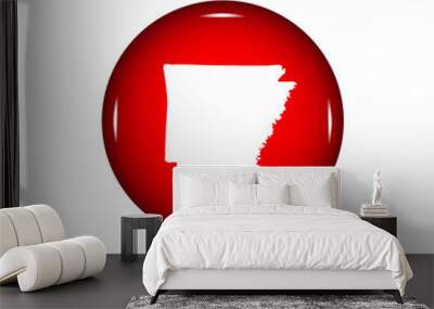 Map of the U.S. state of Arkansas. Red button on a white backgro Wall mural