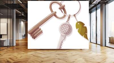 Keys on the white background. Isolated vector illustration for card, postcard, poster, banner. Wall mural