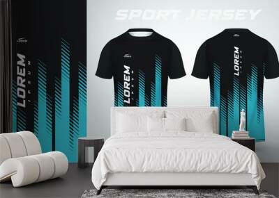 black blue t-shirt sport jersey design Wall mural