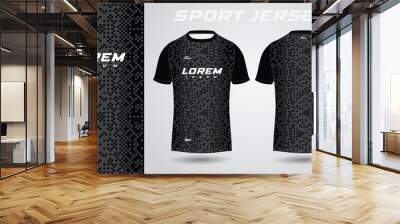 black shirt soccer football sport jersey template design mockup Wall mural