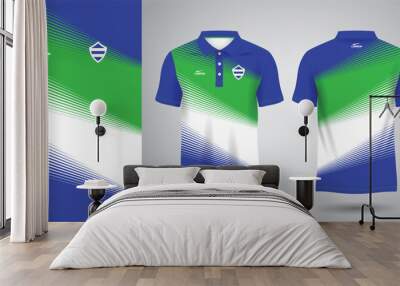 blue and green polo sport sublimation jersey template Wall mural