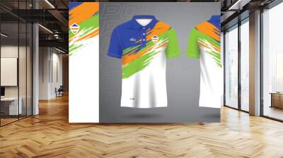 blue green orange polo sport shirt sublimation jersey template Wall mural