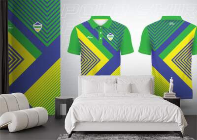 blue green yellow polo sport shirt sublimation jersey template Wall mural