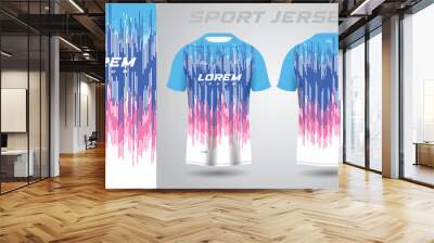 blue pink shirt soccer football sport jersey template design mockup Wall mural