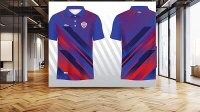 blue red polo sport shirt sublimation jersey template Wall mural