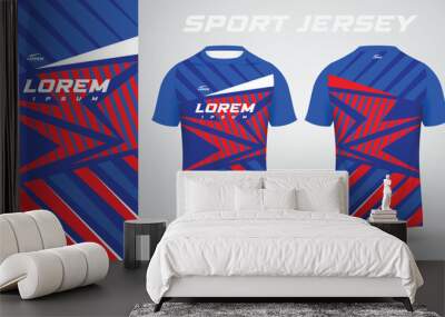 blue red shirt soccer football sport jersey template design mockup Wall mural