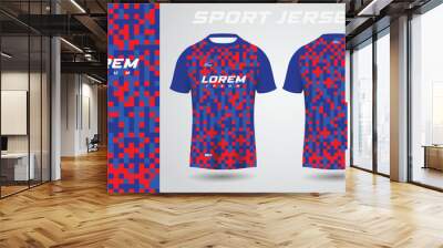 blue red shirt soccer football sport jersey template design mockup Wall mural