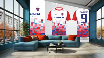 blue red shirt sport jersey design Wall mural