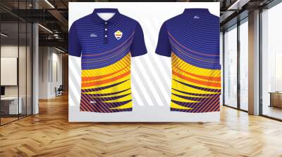 blue yellow and orange polo sport shirt sublimation jersey template design mockup Wall mural