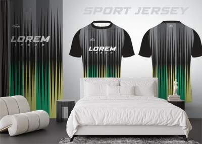 green black shirt soccer football sport jersey template design mockup Wall mural