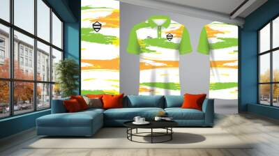 green yellow and orange polo sport shirt sublimation jersey template Wall mural