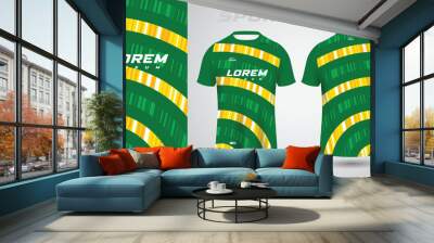 green yellow shirt soccer football sport jersey template design mockup Wall mural