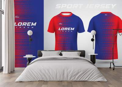 red blue t-shirt sport jersey design Wall mural