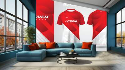 red shirt soccer football sport jersey template design mockup
 Wall mural