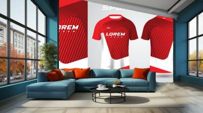 red shirt soccer football sport jersey template design mockup Wall mural