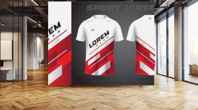 red white t-shirt sport jersey design Wall mural