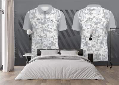 white and gray sublimation shirt for polo sport jersey template. front and back view. Wall mural