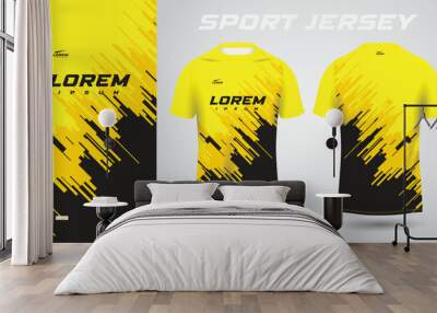 yellow black shirt soccer football sport jersey template design mockup Wall mural