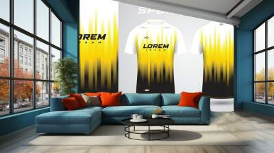 yellow black shirt soccer football sport jersey template design mockup Wall mural