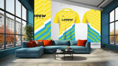 yellow green and blue color shirt soccer football sport jersey template design mockup Wall mural