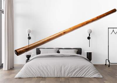 A single wooden stick elegantly positioned on a plain white background Wall mural