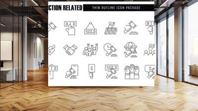 auction Related thin outline icon vector design good for web and mobile app Wall mural