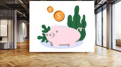 piggu bank money management vector flat style illustration design Wall mural