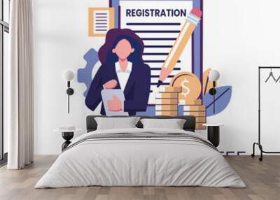 registriation fee flat style illustration vector design Wall mural