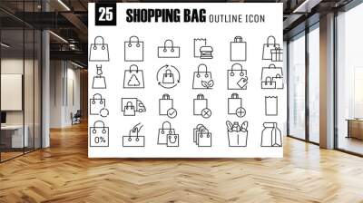 Shopping Bag Related Vector ouline Icons. vector icon for website and mobile app Wall mural