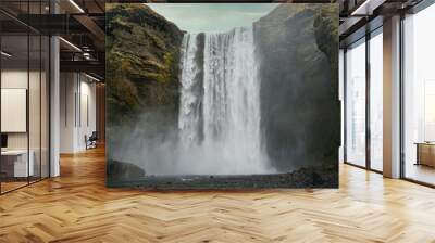 Very famous and dramatic waterfall Skogafoss in Iceland Wall mural