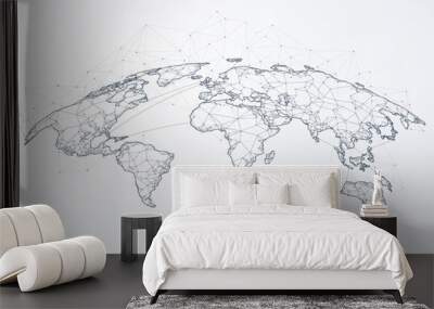 Abstract of world network, Edge and vertex of world connection Wall mural