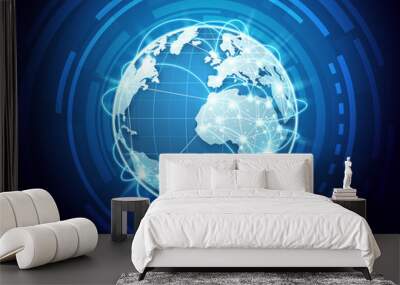 Abstract of world network, internet and global connection concept Wall mural